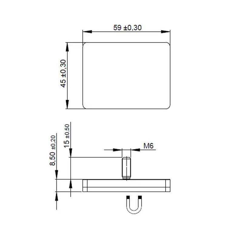 Magnet 59x45x8.5mm, Haftkraft: ca 24kg