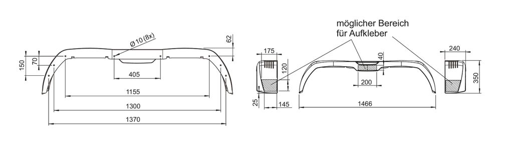 Kotflügel 240/1466 Tandem Kunststoff AL-KO PLUS