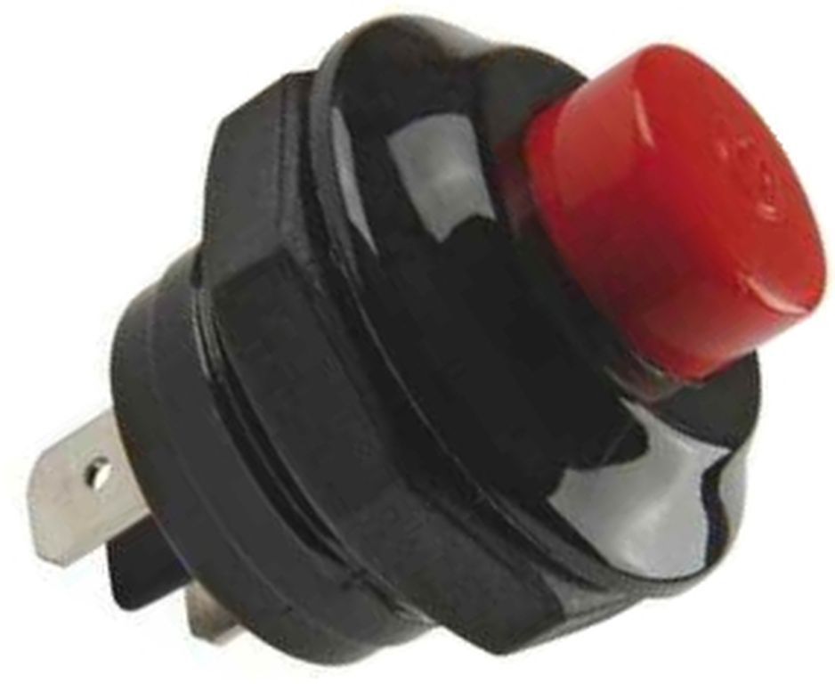 Drucktaster (20)  Ein/Aus, 12-24V  "Knopf rot"